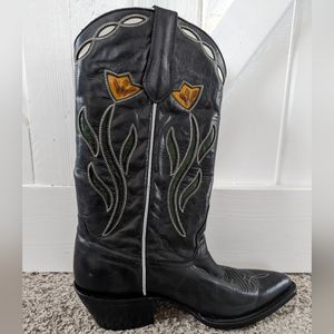 Ash black leather western boots